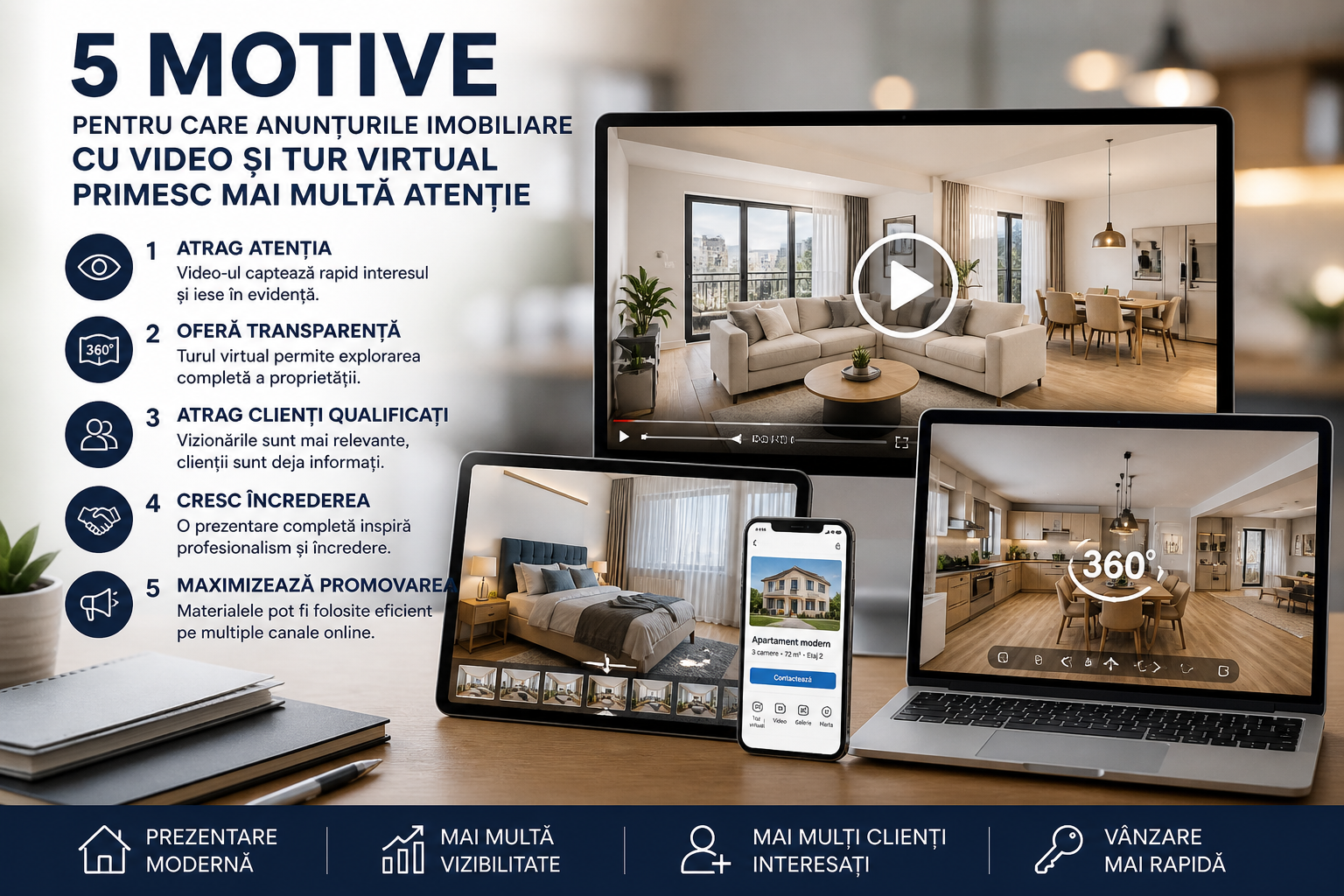 5 motive pentru care anunțurile imobiliare cu video și tur virtual atrag mai mulți clienți