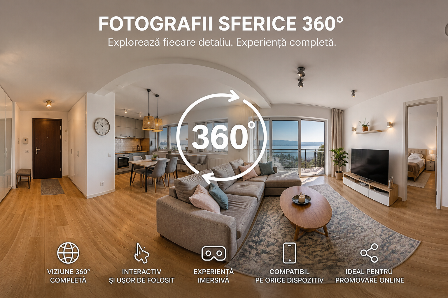 Fotografii sferice 360°: ce sunt și cum pot transforma prezentarea unei locații